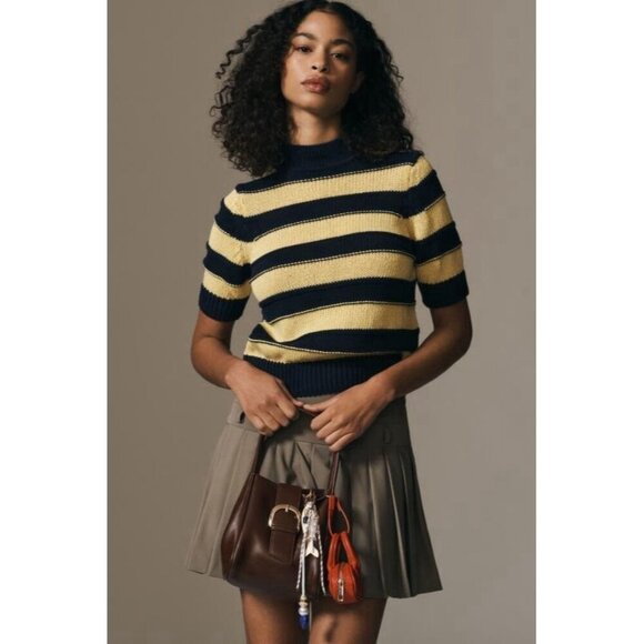 NWT Size 2X - Anthro Striped Cotton Sweater Tee Made in Italy (NWT US$ 118) - Picture 3 of 16